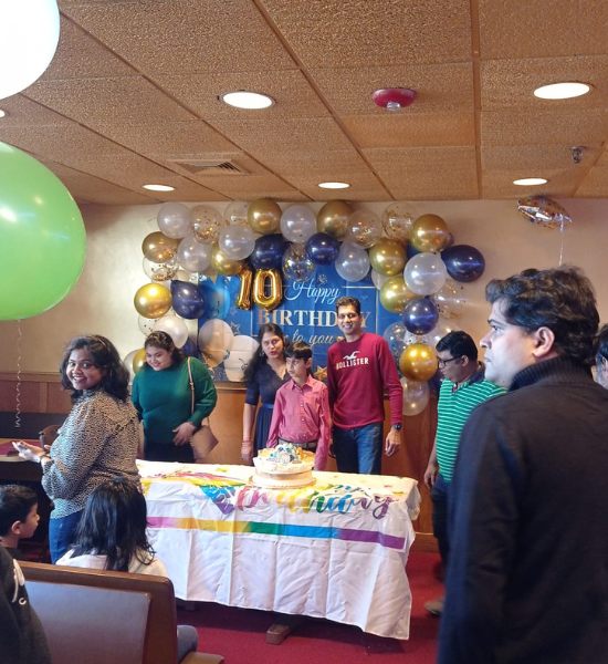 Party with balloons at the restaurant